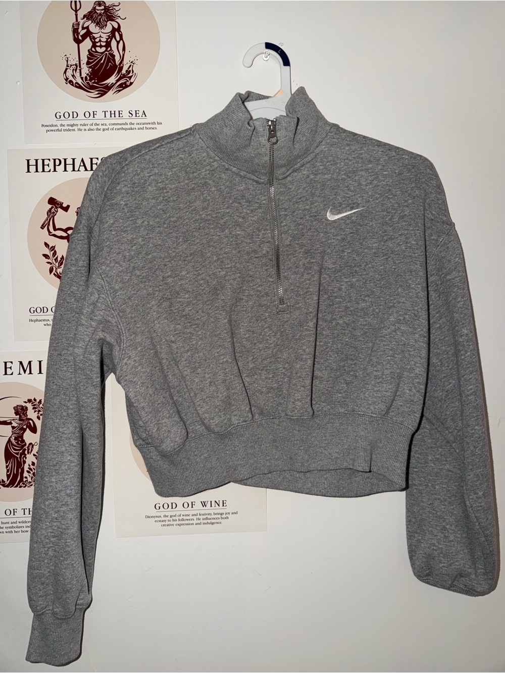 Nike Women’s Grey Half-Zip Cropped Sweatshirt